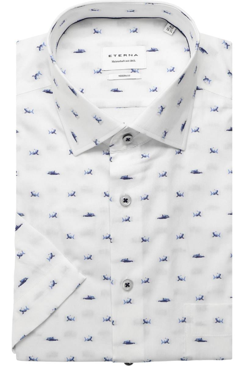 ETERNA Modern Fit Tencel Hemd blau, Gemustert