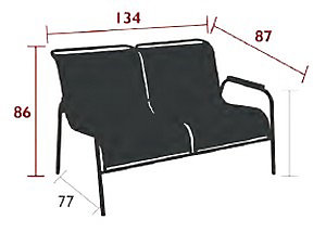 Banquette jardin 2 places Fermob Coolside acier gris carbone et teck l.134 x H.87 x P.77 cm, résistant UV