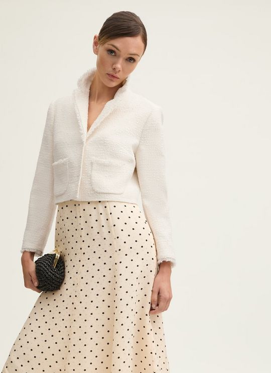 Carla Ivory Cropped Collar Detail Jacket
