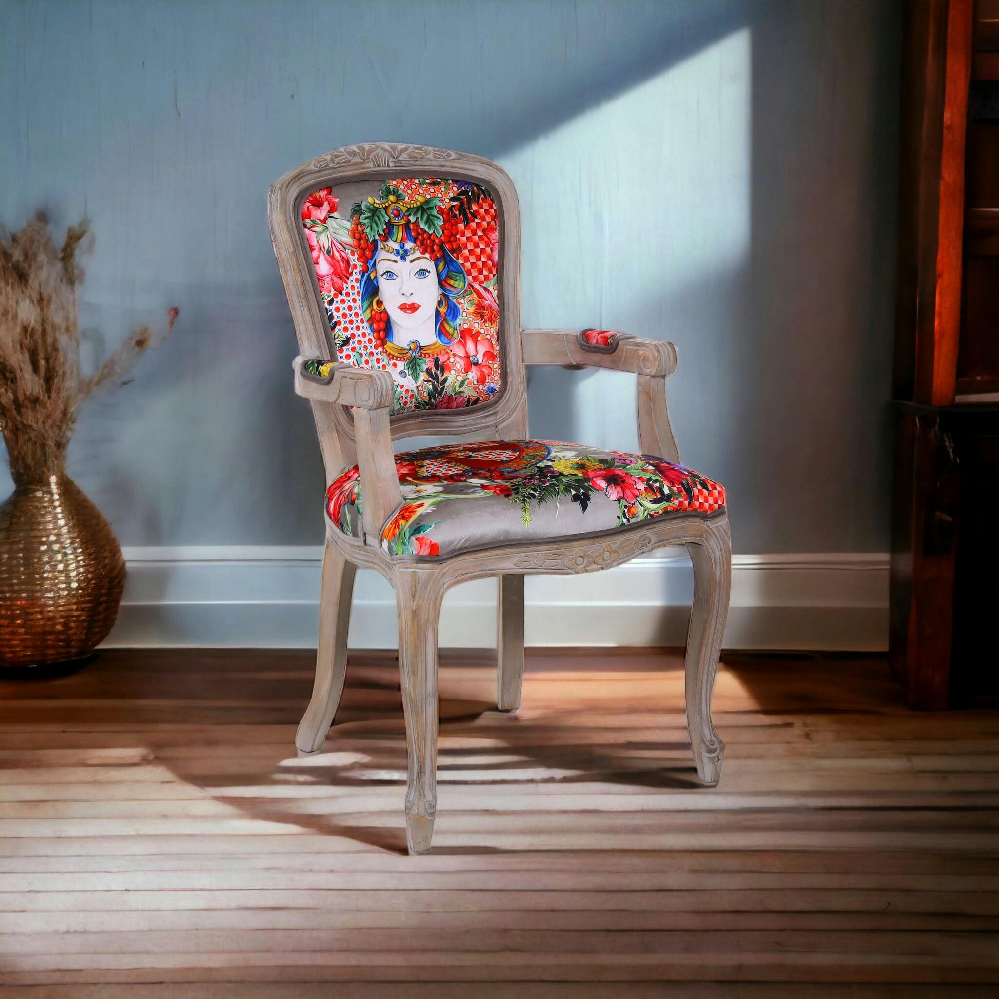 ESPERANZA - Fauteuil bergère en velours rouge