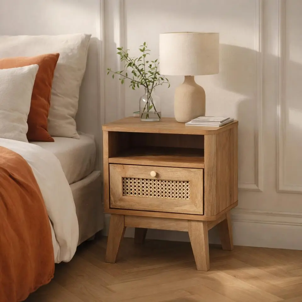 Calicosy - PALMO Nachtkastje - Licht hout - 39x39x49 cm