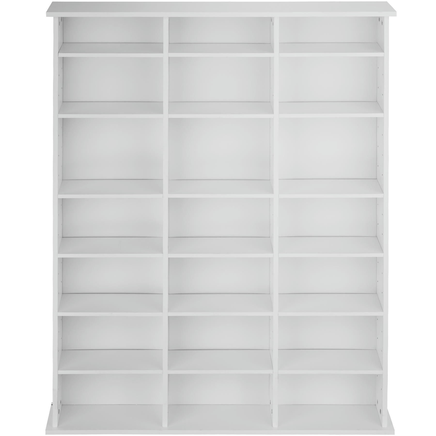 - Étagère DVD CD aspect Bois blanc mat