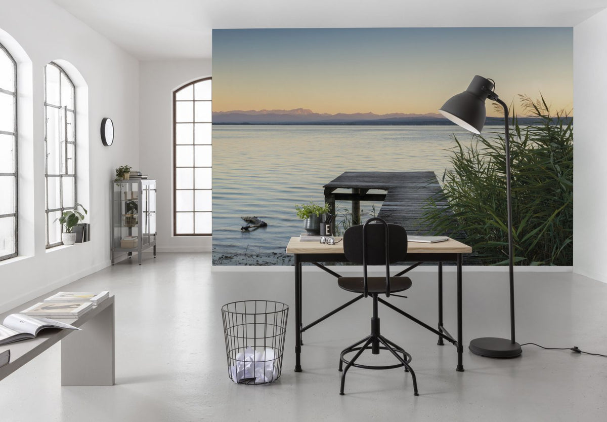 Sanders & Sanders fotobehang bos blauw, groen en grijs - 450 x 280 cm - 612653