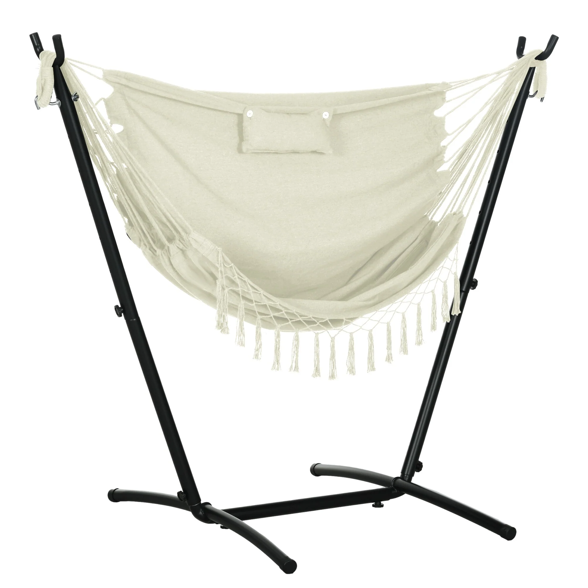 Outdoor Hanging Chair Hammock Chair with Built-In Pillow & Storage Pocket, Swing Chair with Stand