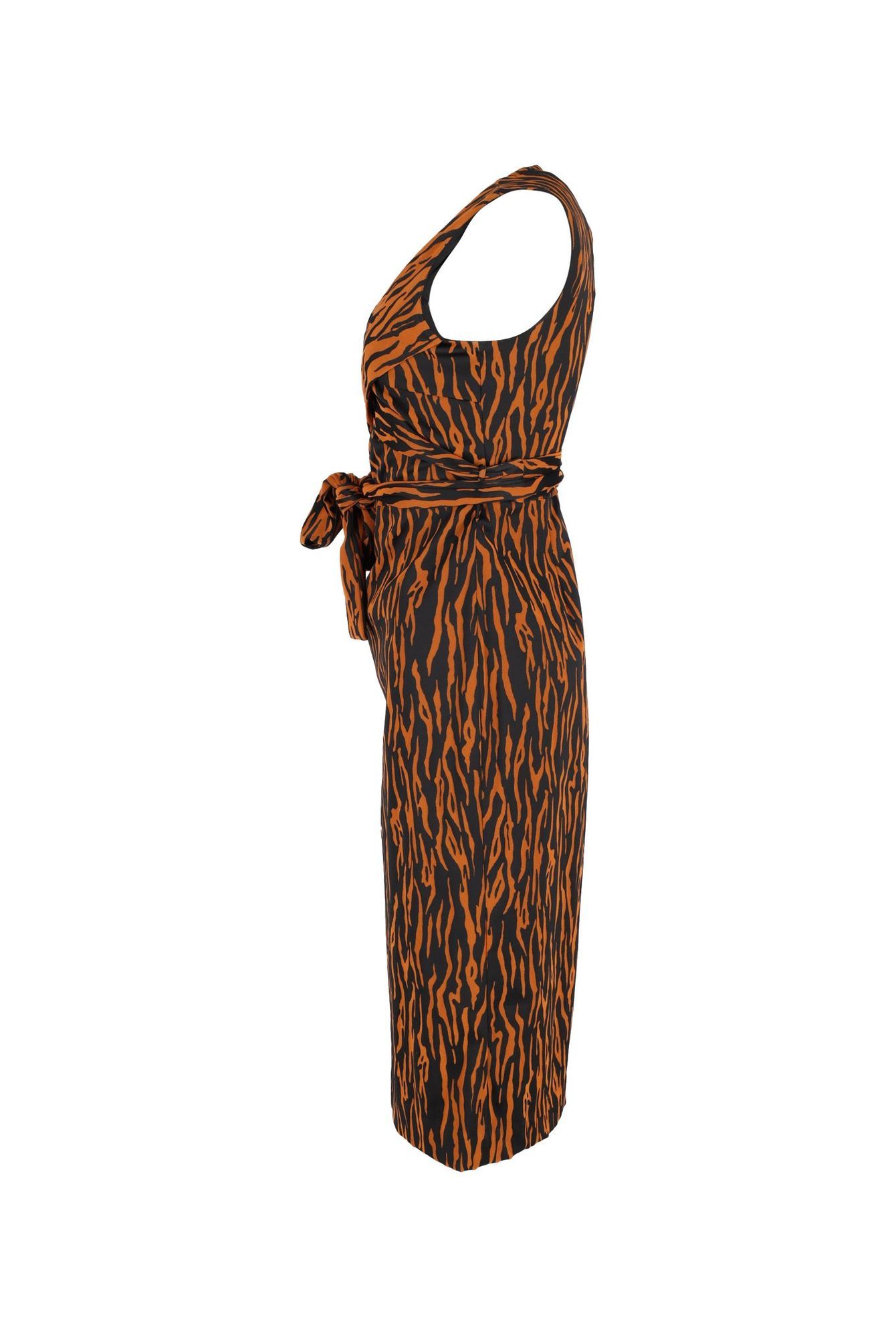 Diane Von Furstenberg Preloved Sleeveless Wrap Dress in Orange Polyester