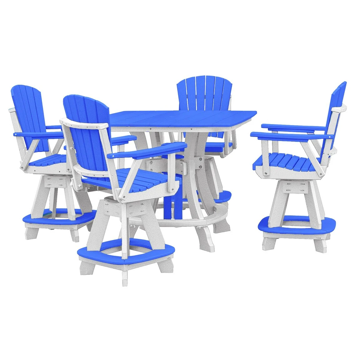 OS Home and Office Five Piece Square Counter Height Dining Set in Blue on a White Base