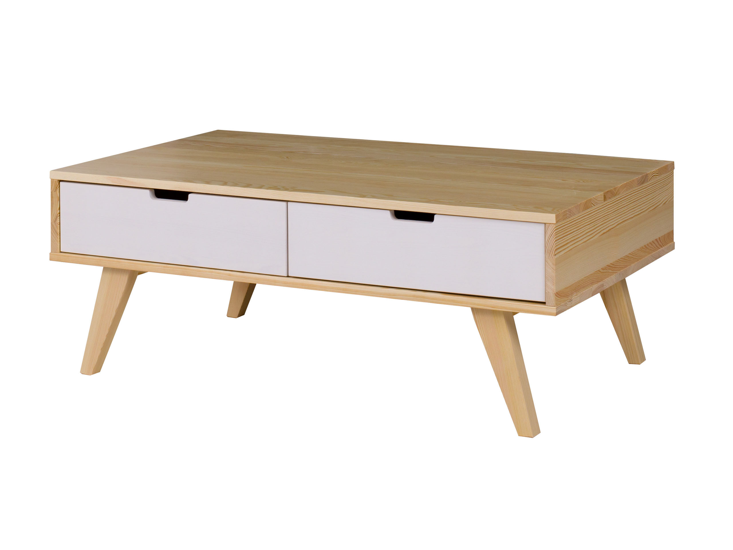 Ława 45x120 cm drewniana Malmo z 4 szufladami, kolor sosnowy   bielony