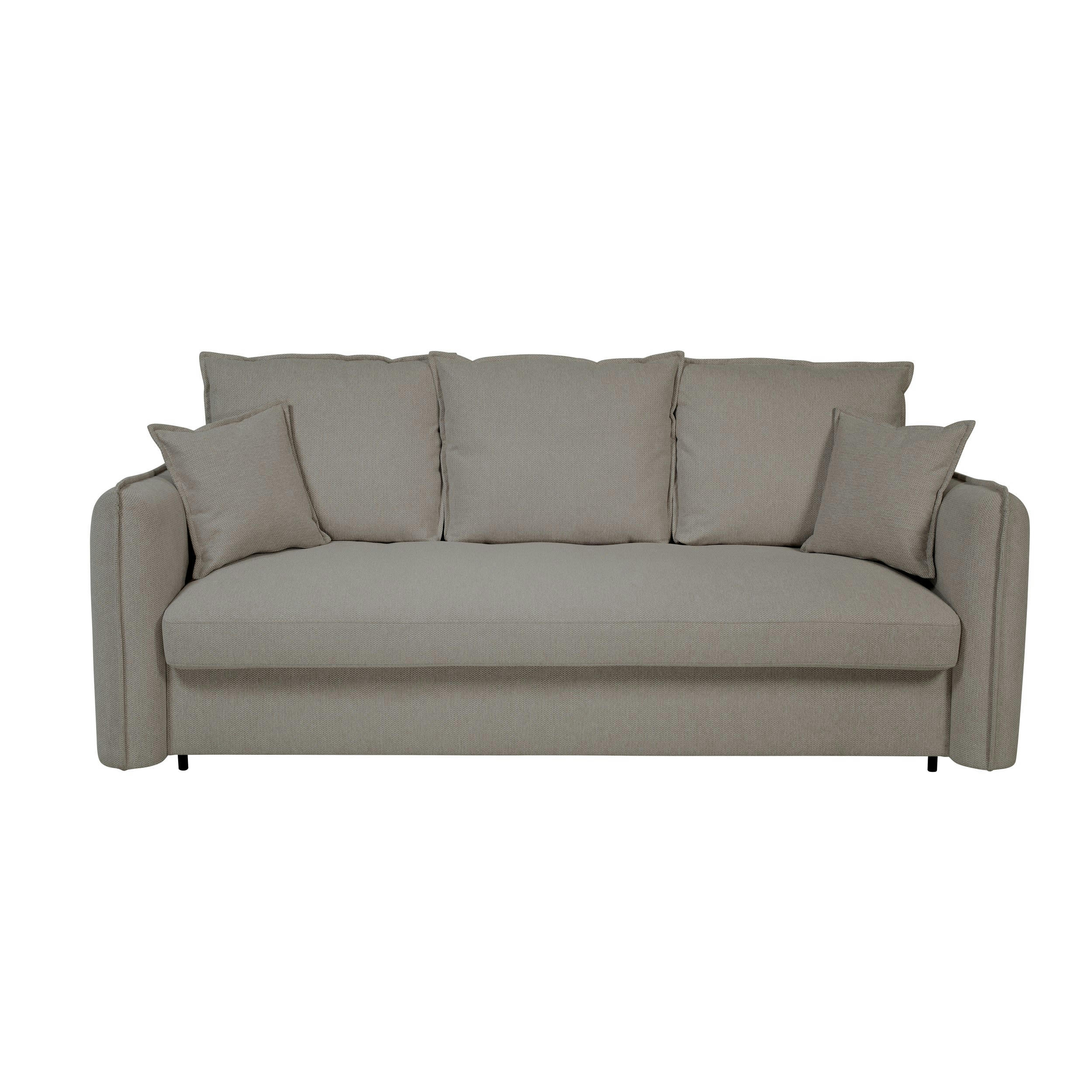 GRENACHE - Canapé droit convertible 3 places en tissu taupe