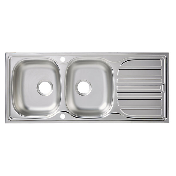 évier en inox satiné 2 bacs à encastrer Turing