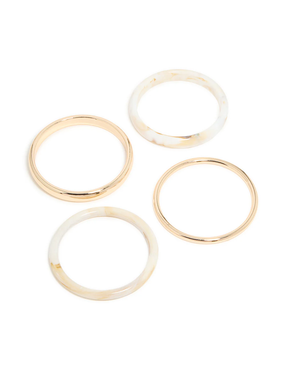 Gold & White Acrylic Marble Thin Bangles 4-Pack