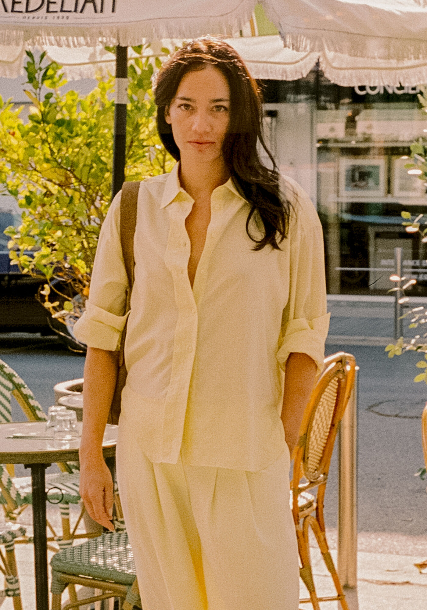 Chemise manches longues loose jaune Lyocell® Femme