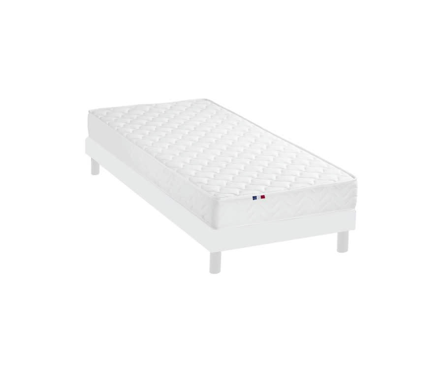 ENSEMBLE KIT INITIAL - Ensemble Matelas accueil Latex+ Sommier en Kit Blanc 90x190