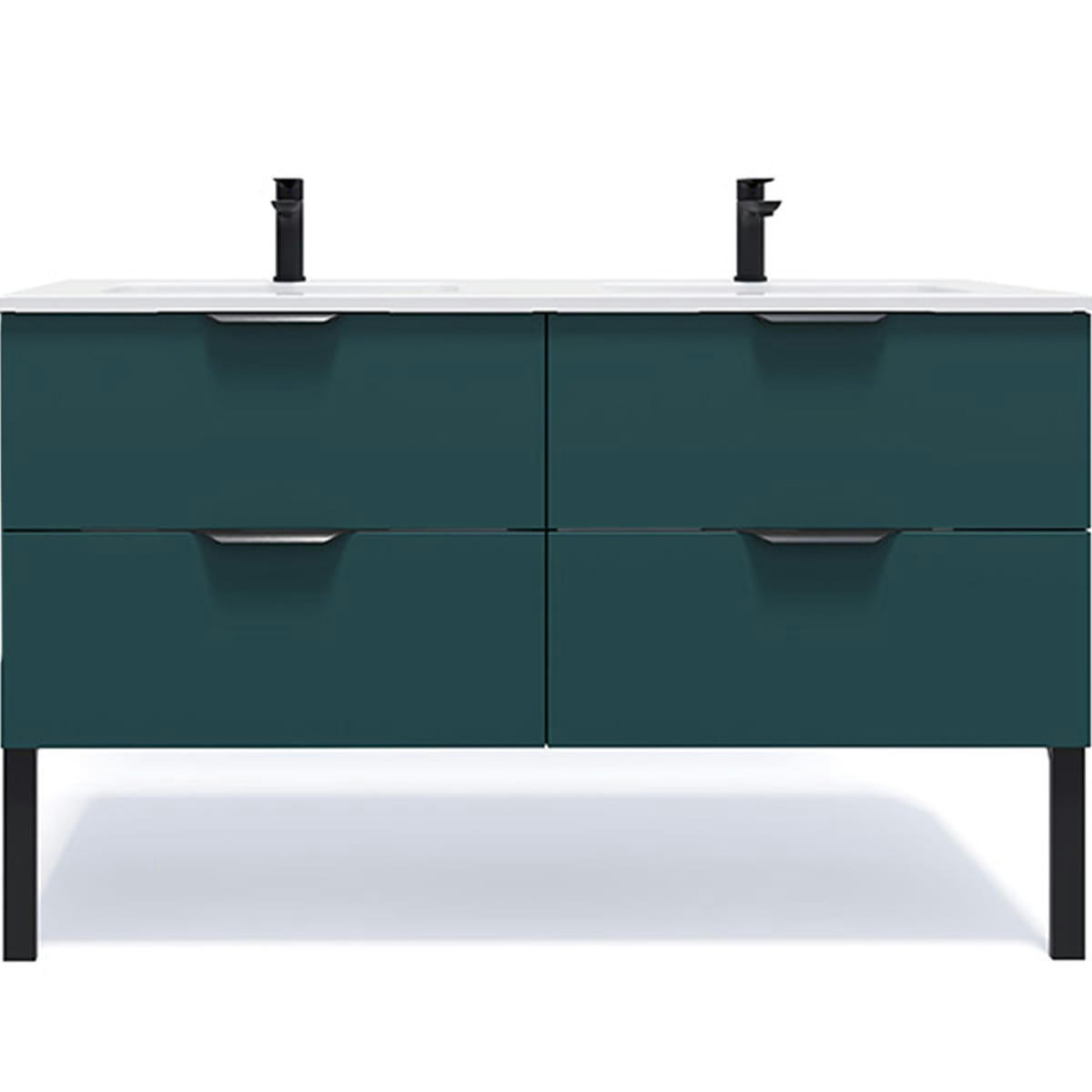 SOHO - Meuble salle de bain double vasque 140cm 4 tiroirs Bleu