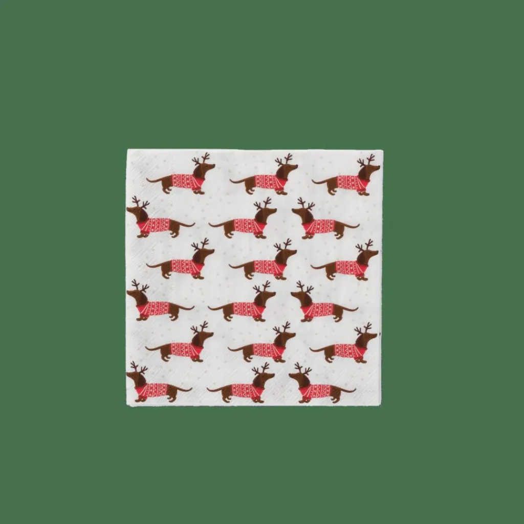 Serviettes^CASA X-MAS DOG Set De 20 Serviettes Multicolore