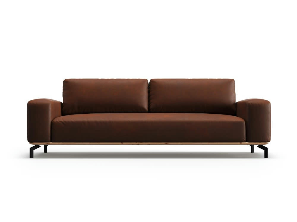MARC - Canapé 3 places en cuir cognac