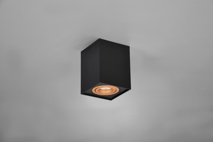 Spot kwadratowy czarno-złoty Biscuit 1xGU10x35W IP20 Trio