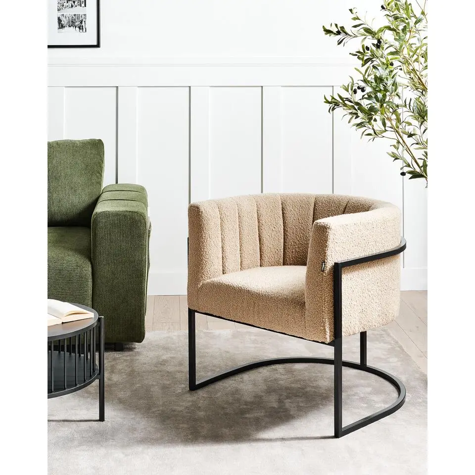 LARVIK II - Fauteuil - Beige - Boucl&eacute;