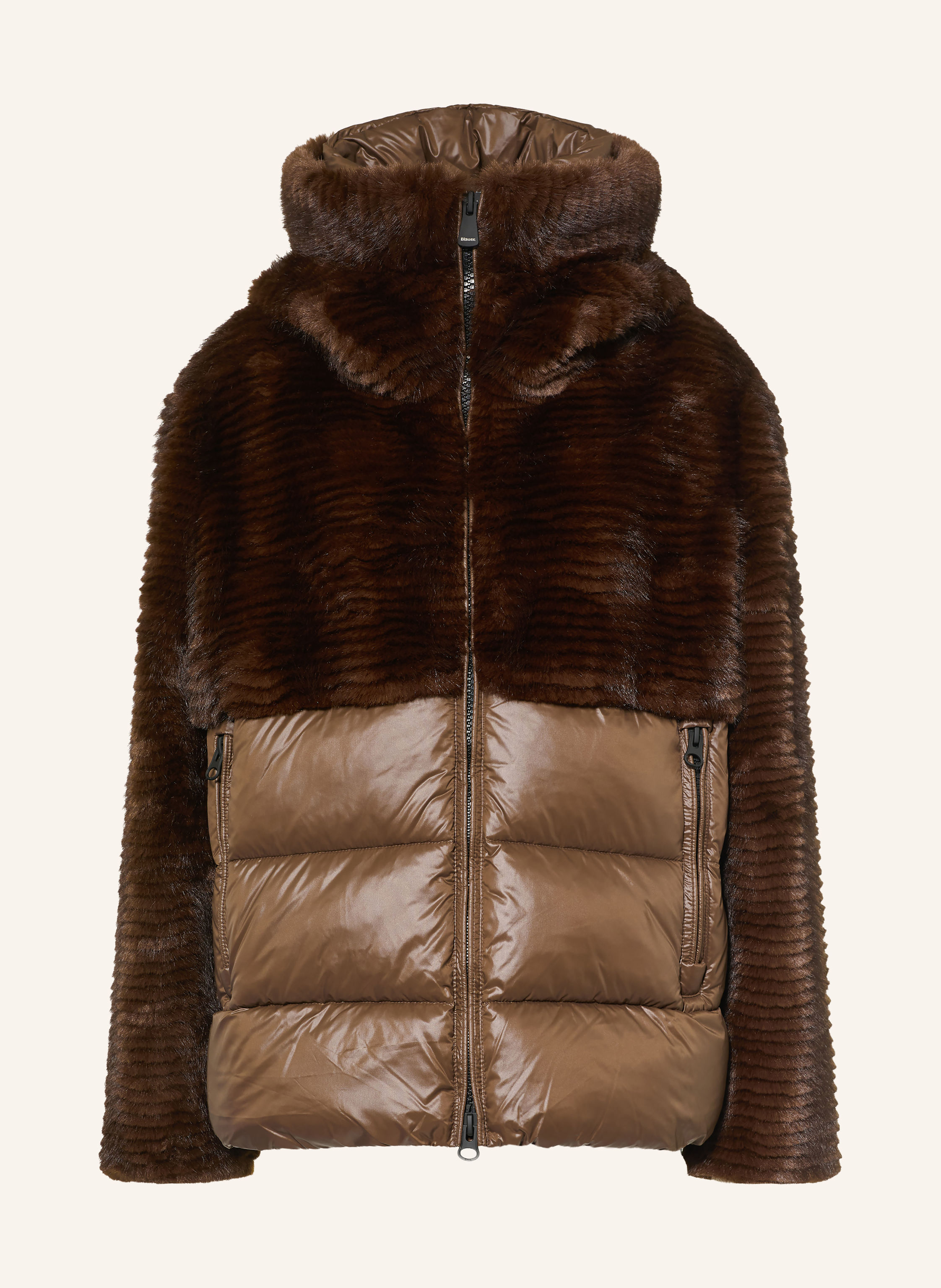 Blauer Kunstfell-Jacke FANEVIL im Materialmix