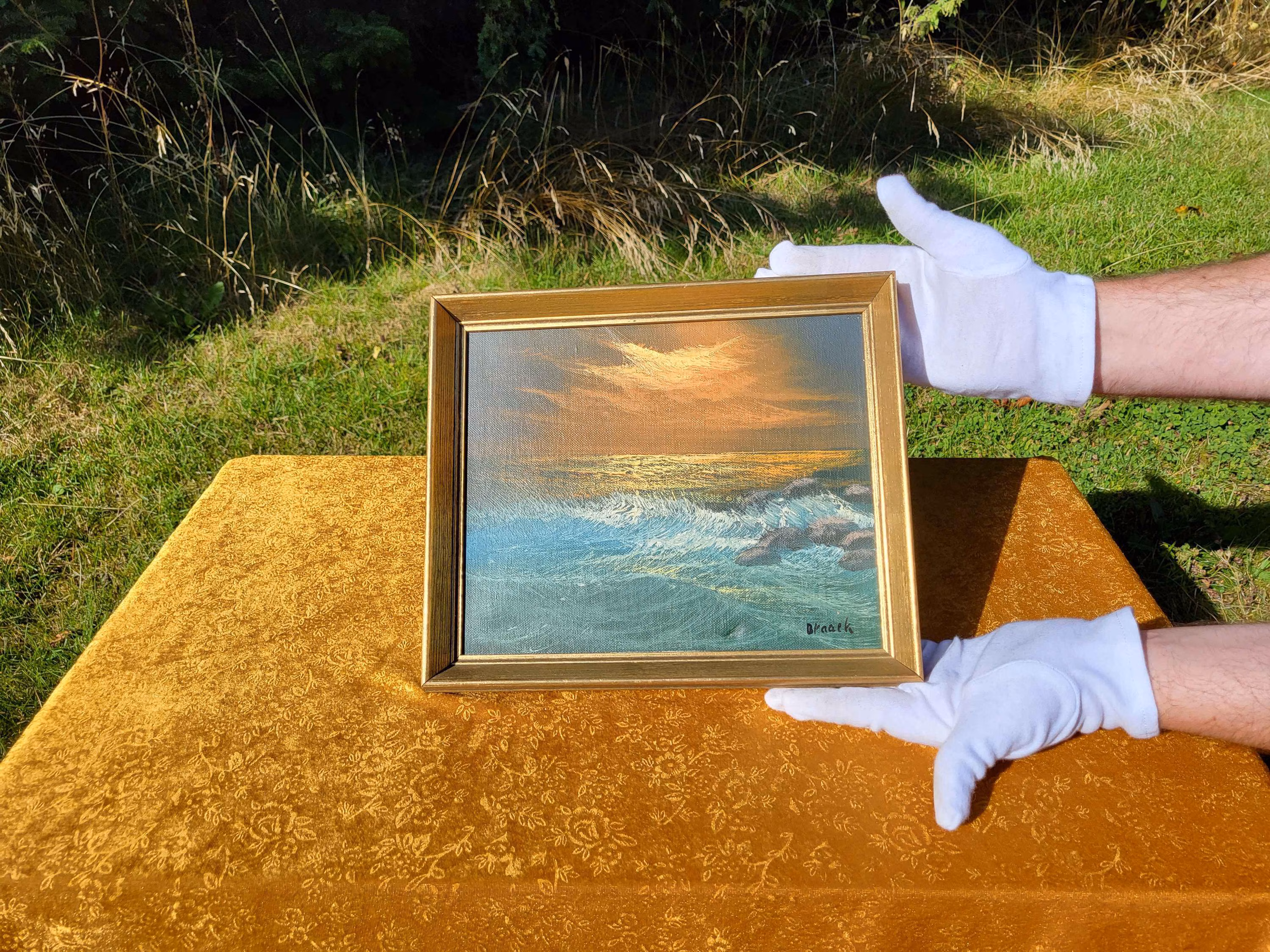 Vintage Mid-Century Seascape Oil Painting - 1950's