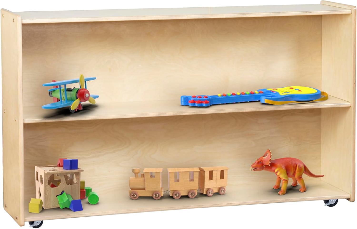 2 Shelf Montessori Horizontal Bookcase with Wheels (47 Width) |Bookshelf - Toy Storage Organizer, Arts, Crafts & Supplies Storage Unit for Home, Office, Classroom, Daycare