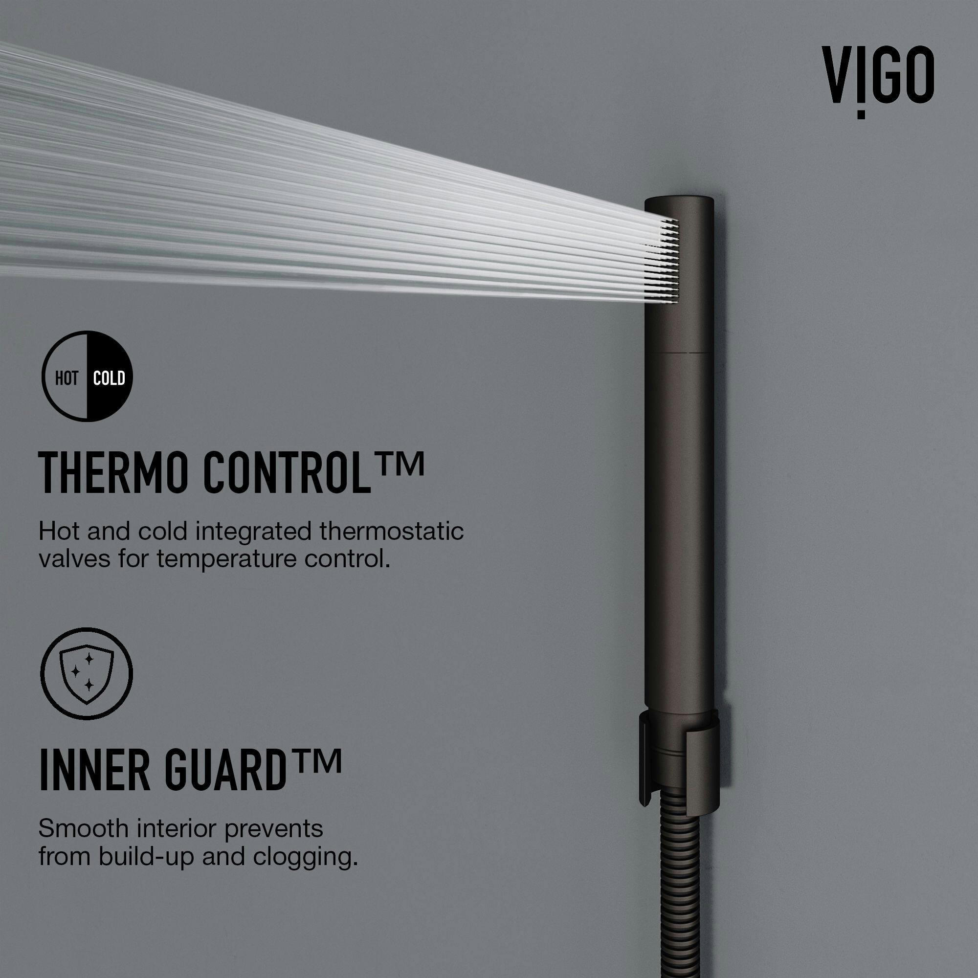 VIGO Sutton 4-Jet Square Shower Massage Panel with Rain Shower Head & Hand Shower, 5-in Width, Matte Black