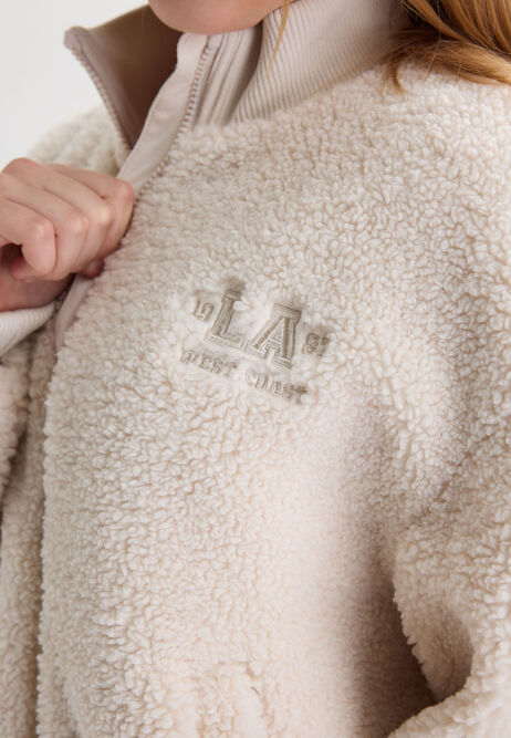 Older Girls Cream Borg Zip Through Jacket