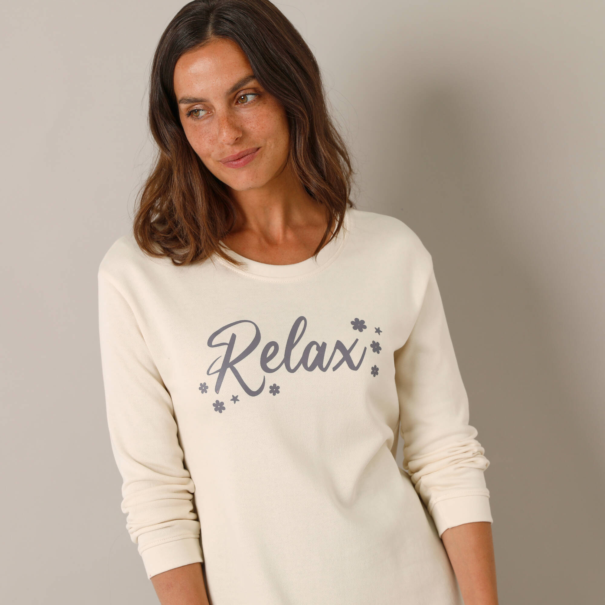 Pyjama legging en molleton, imprimé "relax"