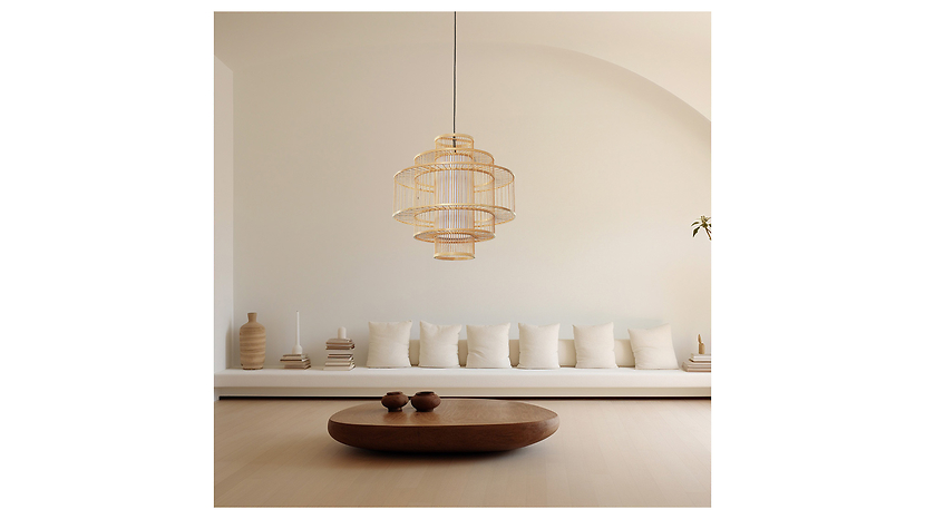 Lampa wisząca Stela rattanowa beżowa
