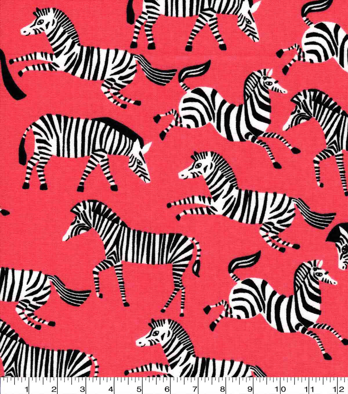 Zebras On Coral Novelty Cotton Fabric