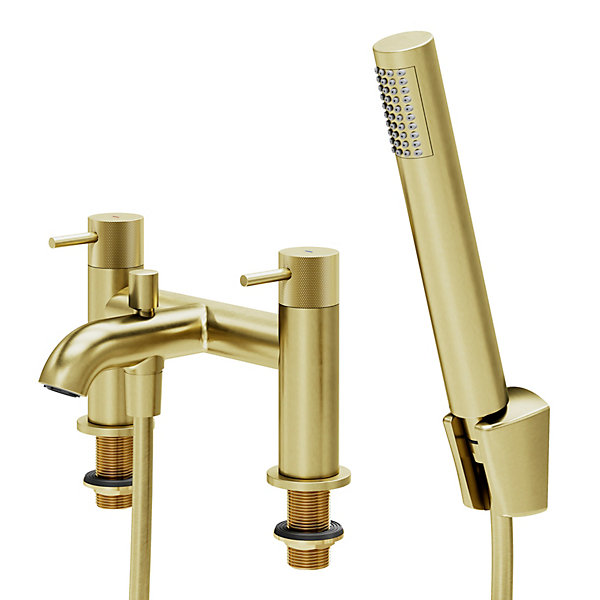 Mitigeur bain douche   douchette, laiton doré, GoodHome Owens