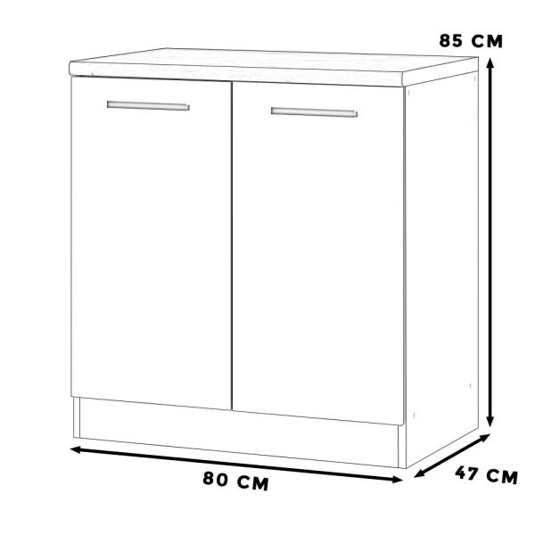 Szafka kuchenna stojąca z blatem blande 80cm wotan szary mat