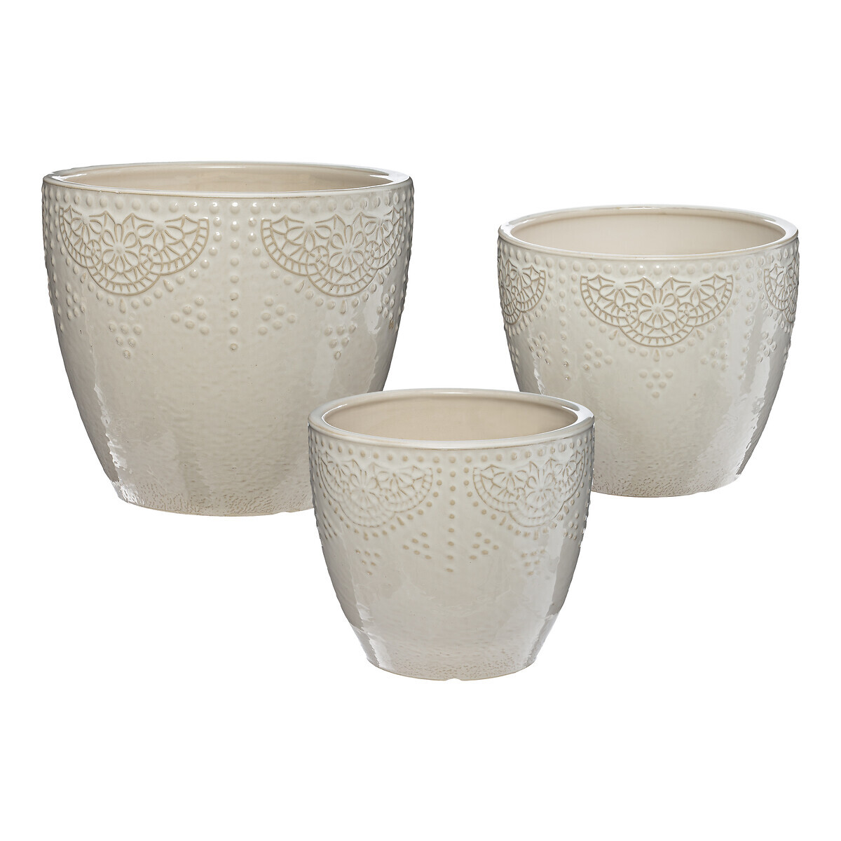 Set of 3 jars "Jewels" White, D.20/25/30 cm