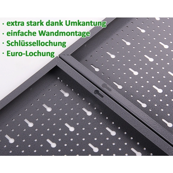 Lochwand, BxHxL: 2,5 x 59,5 x 39,8 cm, Metall, grau