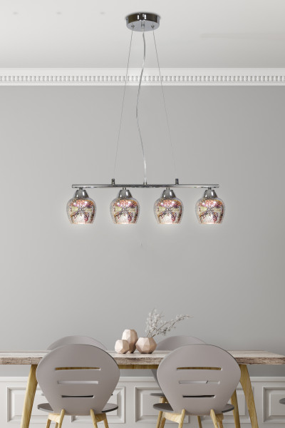Lampa wisząca chromowana-wielokolorowy SIRIUS 4xE27x60W Candellux