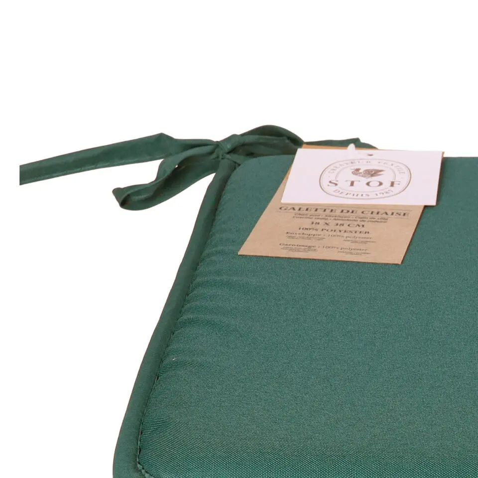 Stof Textile Home stoelkussens - emerald groen - 38 x 38 x 3 cm