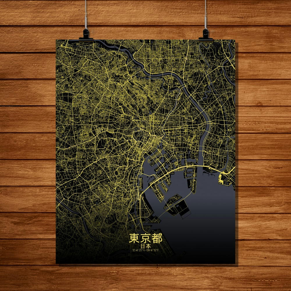 - Affiche Tokyo Carte Nuit 40x50