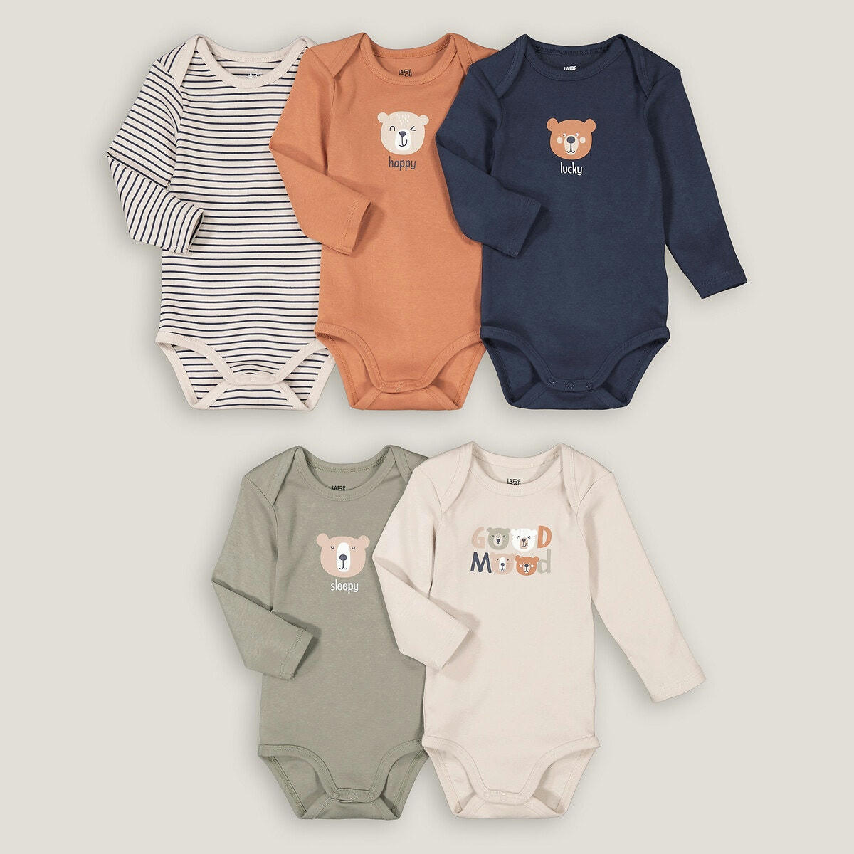 Lot de 5 bodies manches longues motifs animaliers