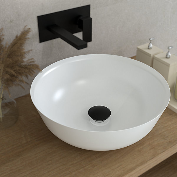 Bouchon De Vidange Rond Mat Noir Pour Lavabo Et Bidet Avec écoulement Libre De 1''1/4.