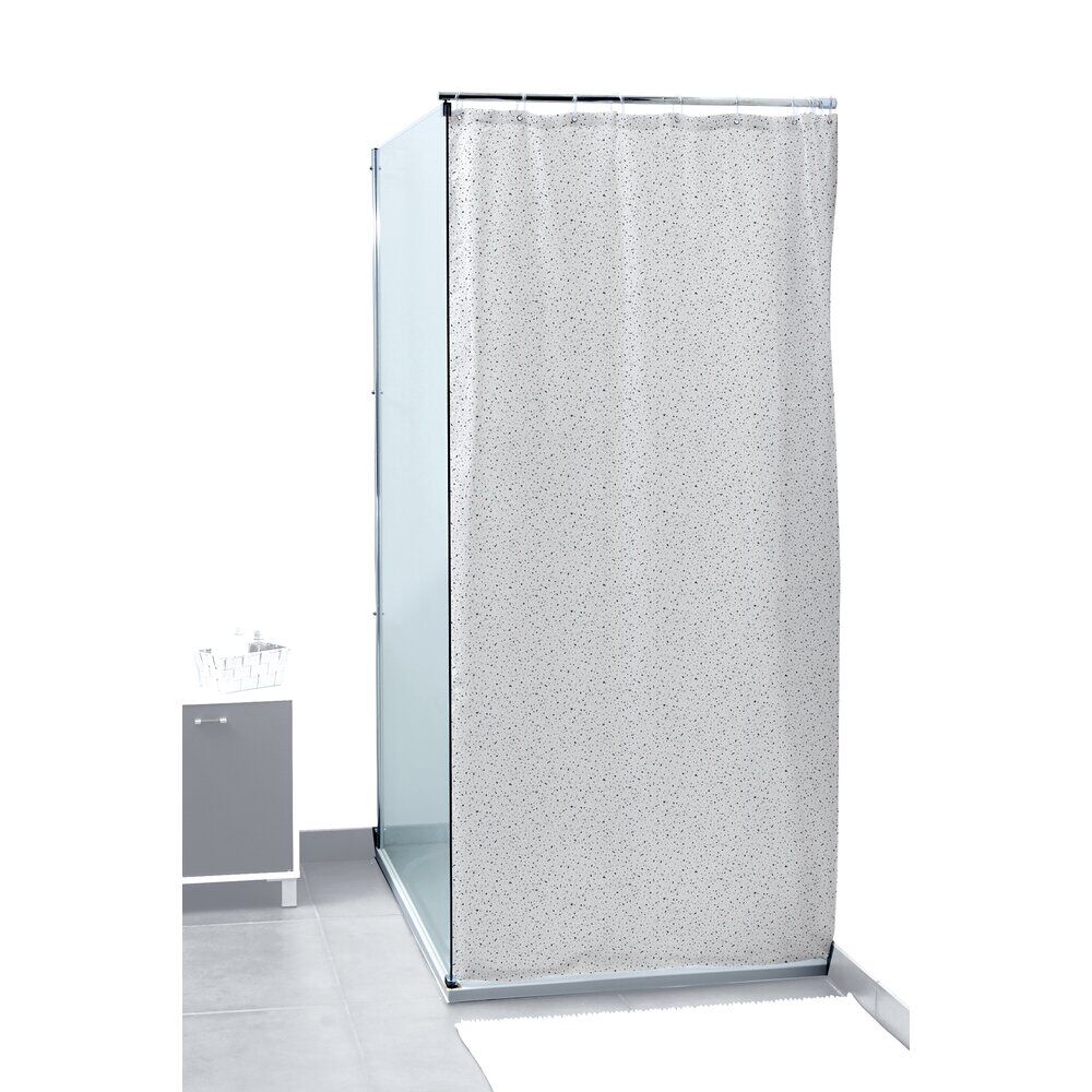 Rideau de douche motif granit blanc et gris 180xH200cm