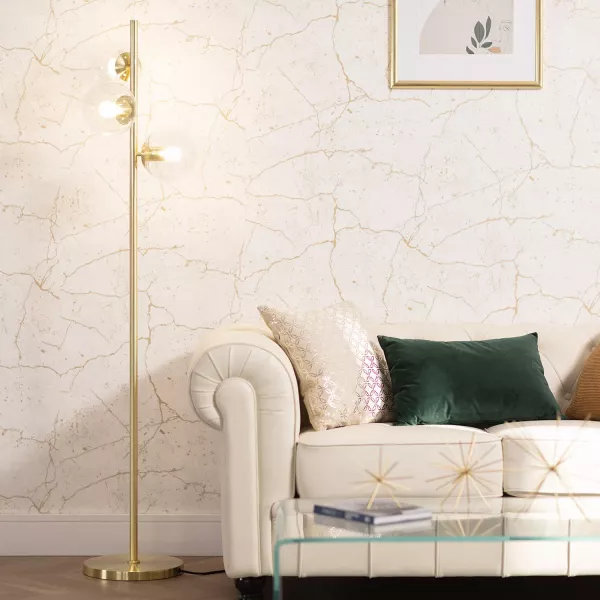 Lampa podłogowa złota Pugilla 3xE27x40W wym:152x36x36cm Abruzzo