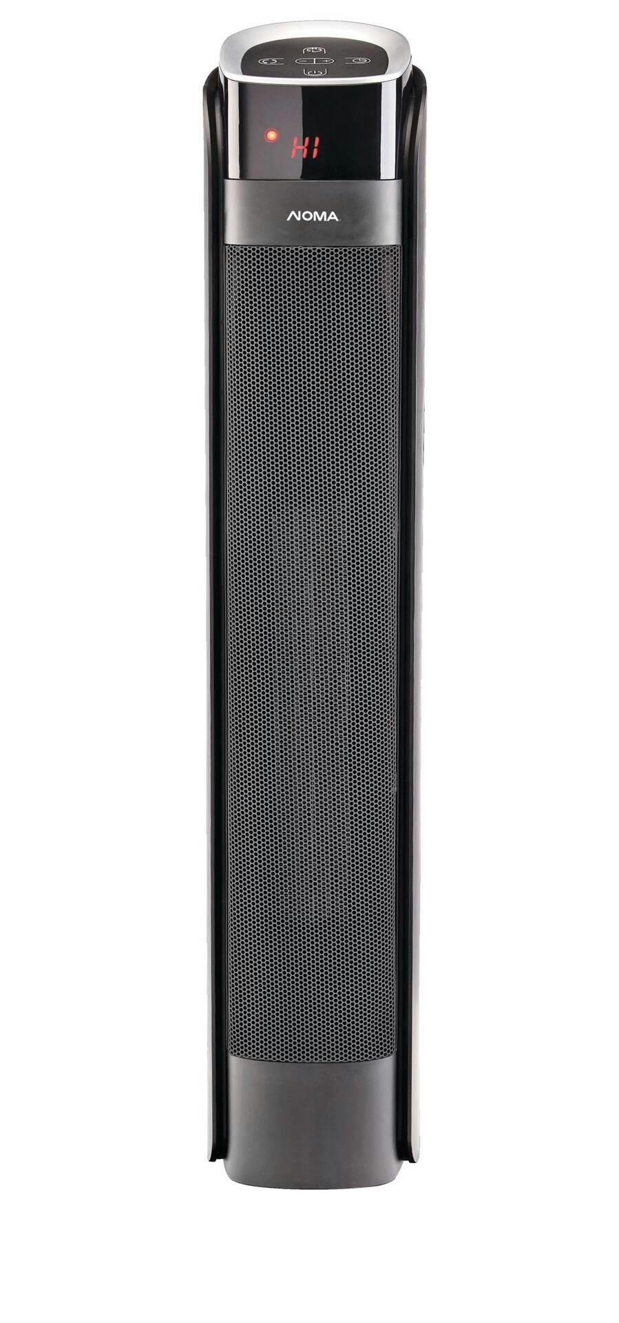 NOMA Oscillating Tower Ceramic Heater w/Remote Control & Thermostat, 1500W, Black, 30-in
