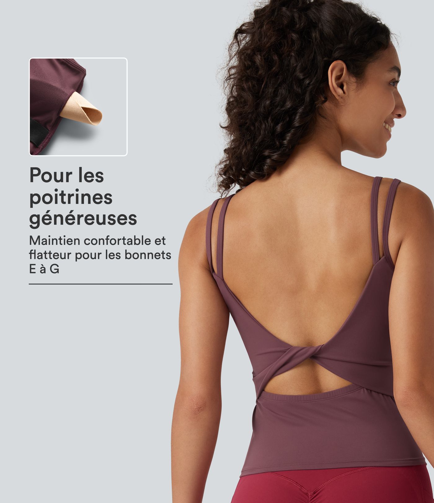 Débardeur de yoga Halara UltraSculpt™ dos nu à bretelles doubles avec coussinets amovibles - bonnets E à G