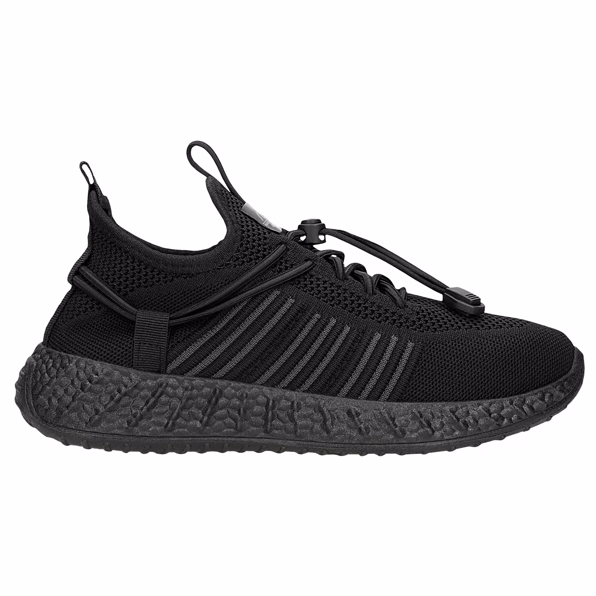 RELAKS czarne sneakersy siateczkowe na czarnej podeszwie