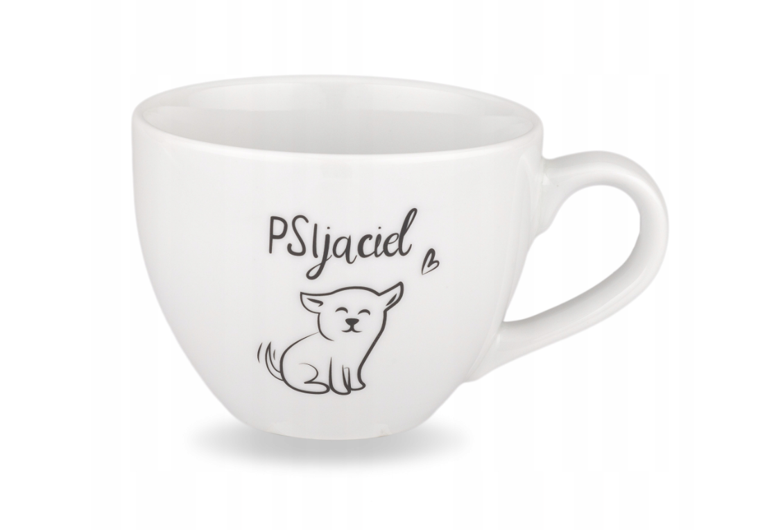 Biały kubek porcelanowy 500 ml - motyw psa dla miłośnika psów na urodziny