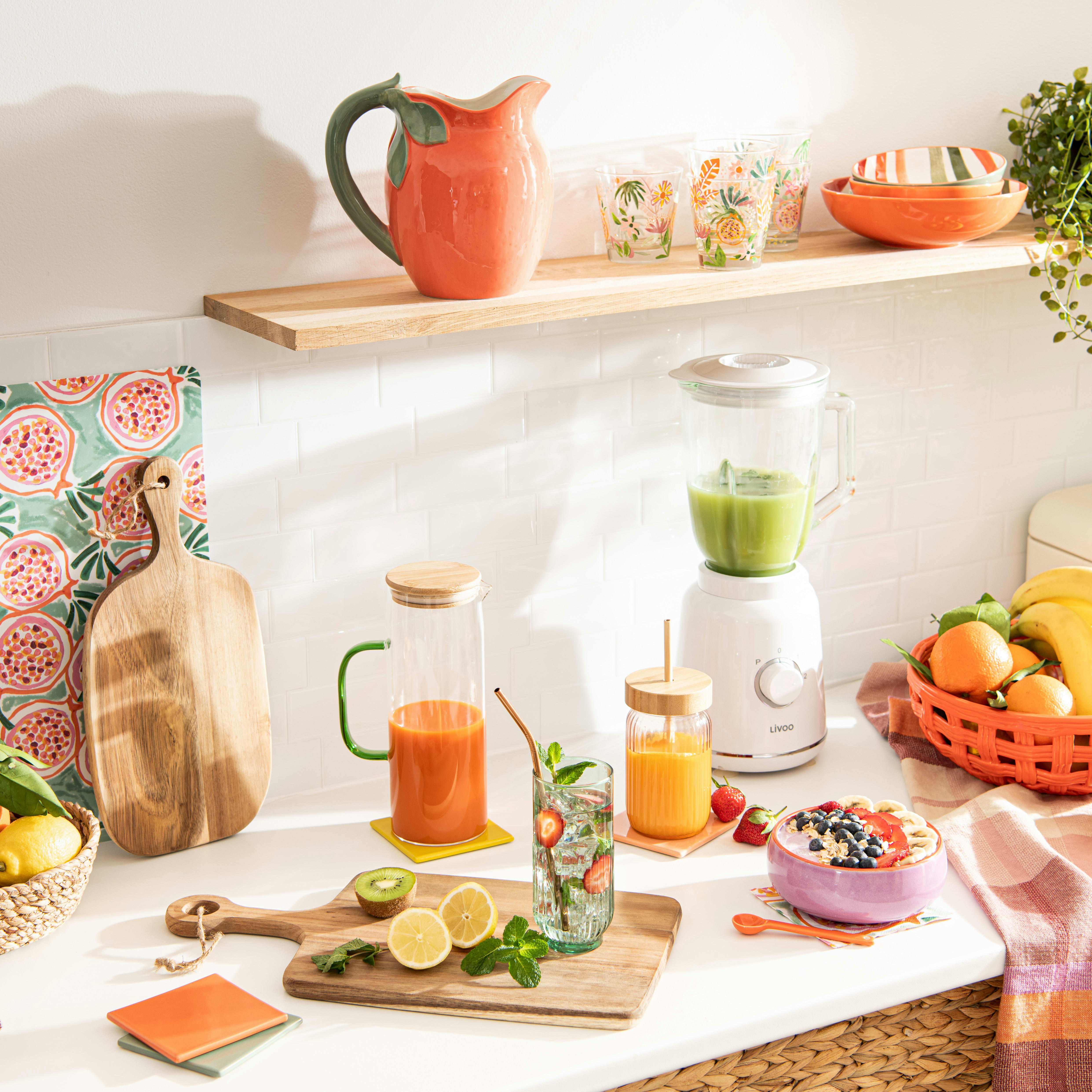 GRENADA - Set de table en polypropylène motifs grenades verts et corail