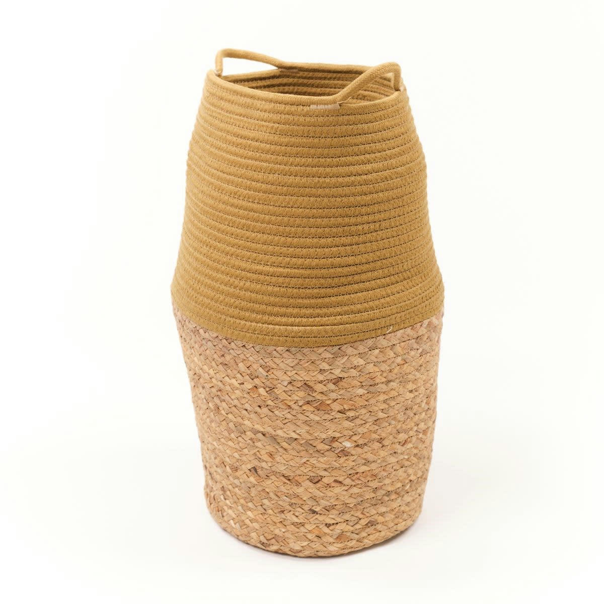 LA FACTORY - Panier long tressé en coton bleu 30x50