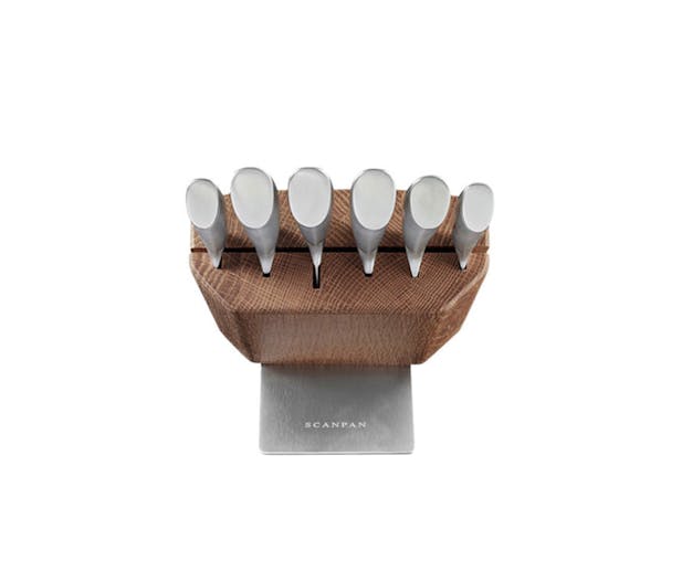 New Scanpan Classic Steel 7Pc Oak 7 Piece Knife Block Set 18381