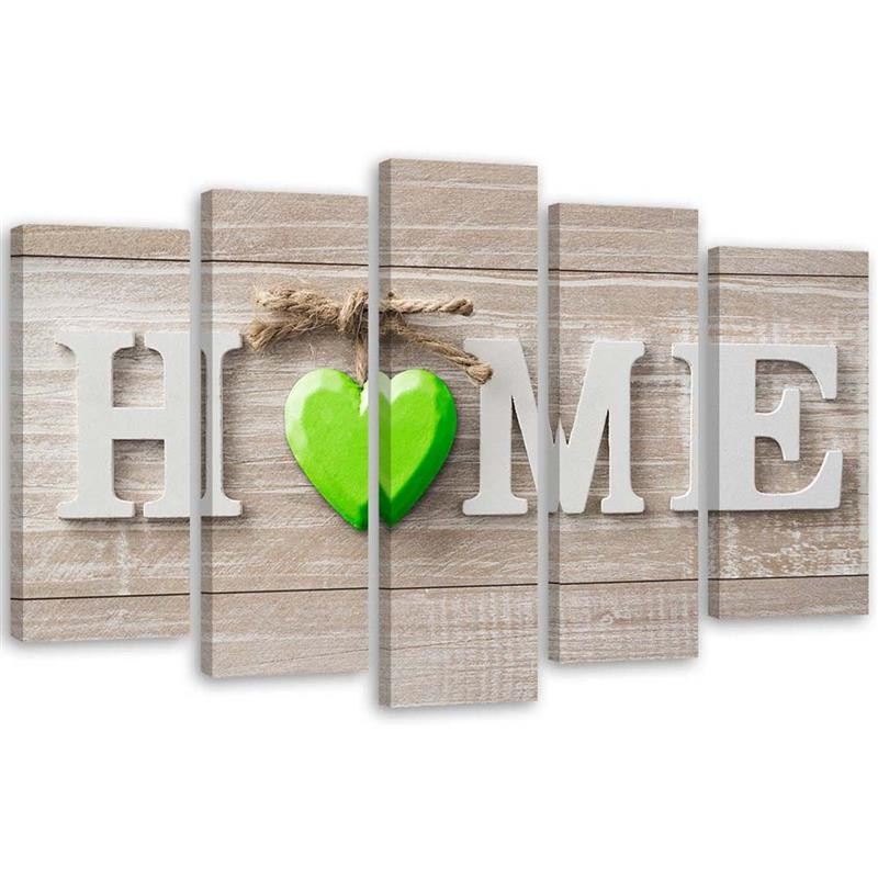 Feeby Obraz 5 częściowy Napis Home z sercem 100x70
