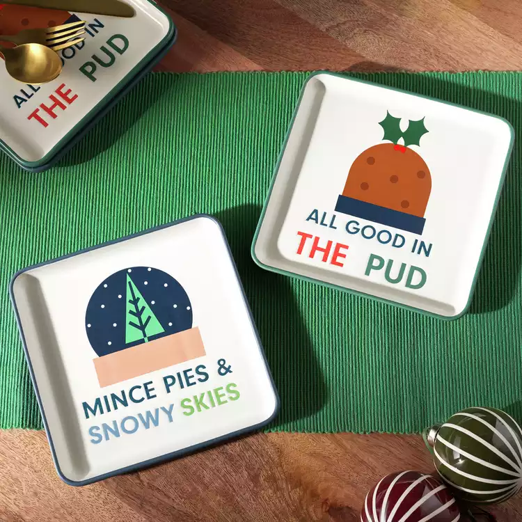 Habitat 2 Piece Stoneware Square Side Plate - Cream