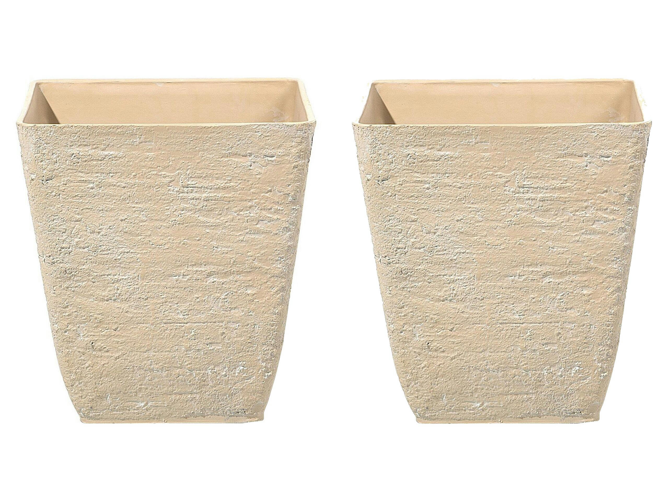 DELOS - Cache-pot d'extérieur en pierre beige H43